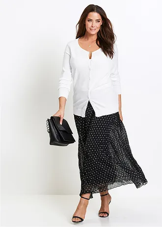 Chiffon rok in crash look, Kleur: zwart-wit gestippeld