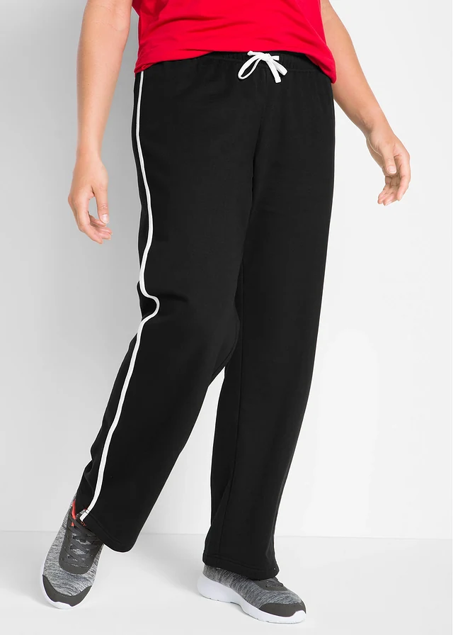 Pantalon sweat 100% coton, Couleur: noir rayé