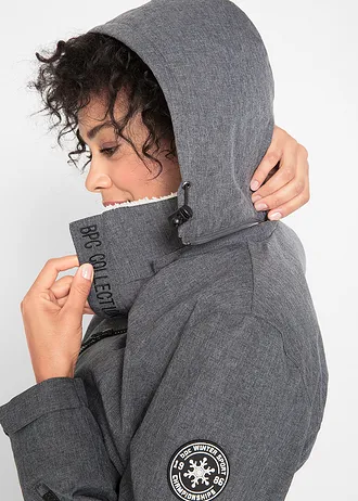 Funkční outdoorová bunda s medvídkovým flísem, nepromokavá • břidlicově šedá melír • bonprix obchod