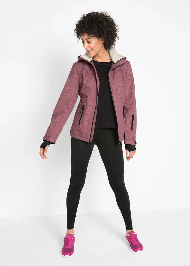 Veste outdoor fonctionnelle avec intérieur polaire peluche, imperméable • bordeaux chiné • product-page.page-title-suffix