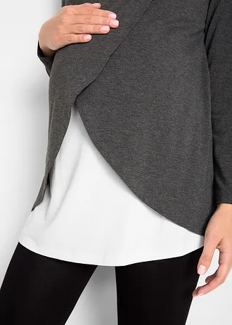 Komplet dla kobiet w ciąży i karmiących • antracytowy melanż+czarny • sklep bonprix