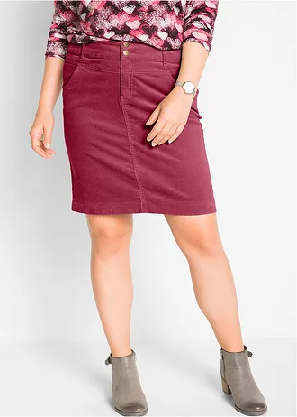 Stretch corduroy rok, Kleur: rododendronrood