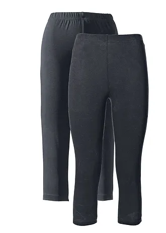 Slim fit capri legging (set van 2) • zwart • bonprix online shop