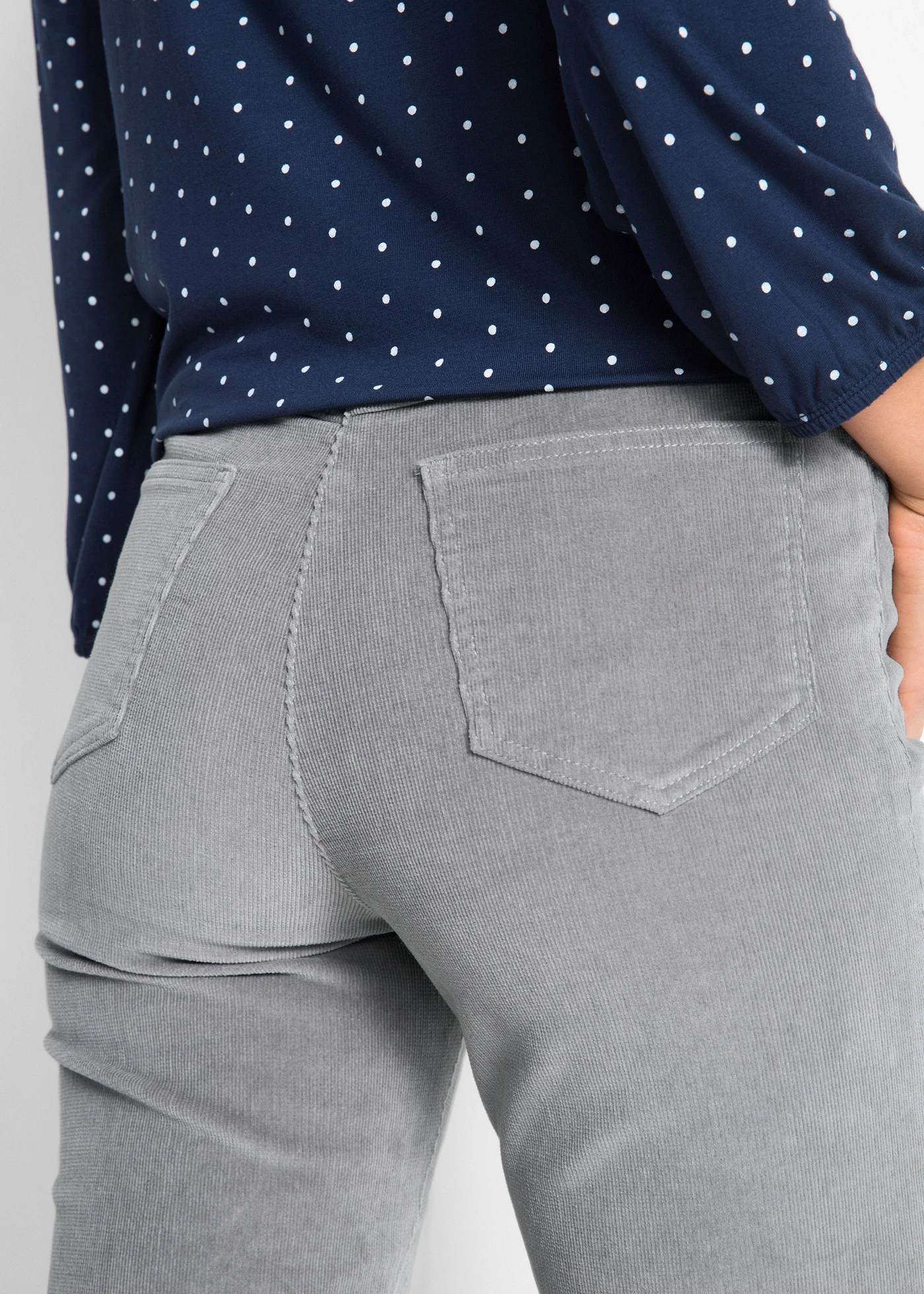 Pantaloni reiați cu stretch • gri • magazin bonprix