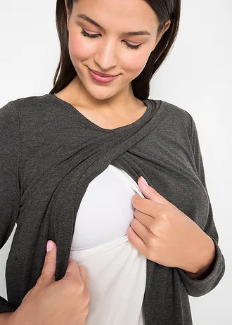 Těhotenská souprava s kojicí úpravou • antracitový melír-černá • bonprix obchod