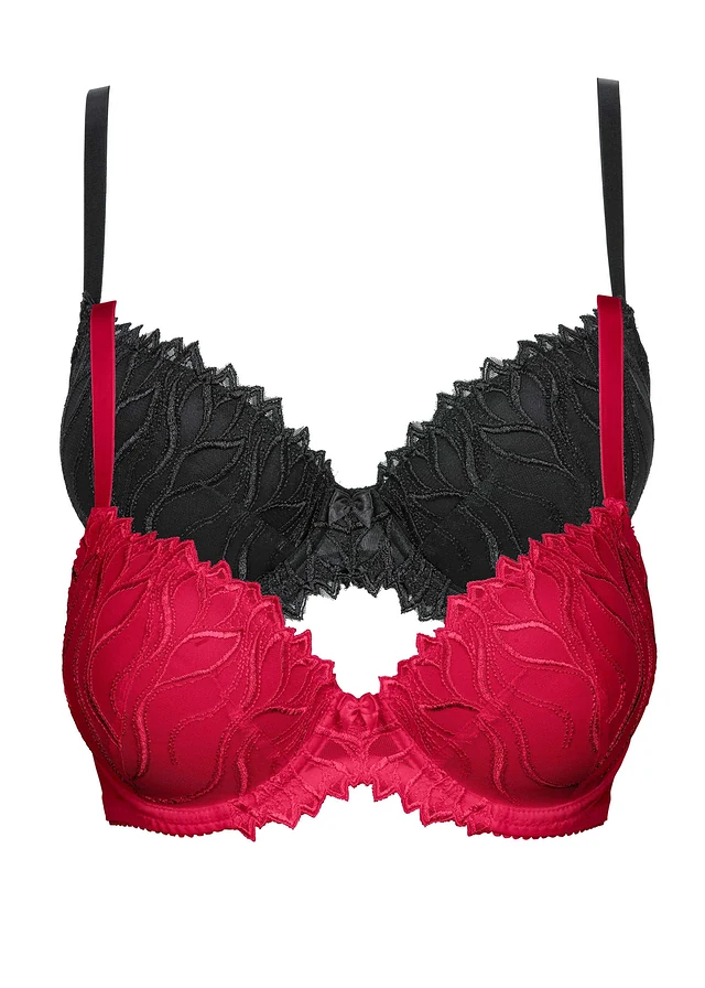 Lot de 2 soutiens-gorge à coques et broderies