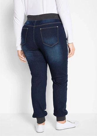 Blugi boyfriend Mid Waist cu bată confortabilă, culoare: marin denim