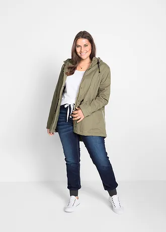 Boyfriend jeans mid waist met comfortband, Kleur: nachtblauw denim