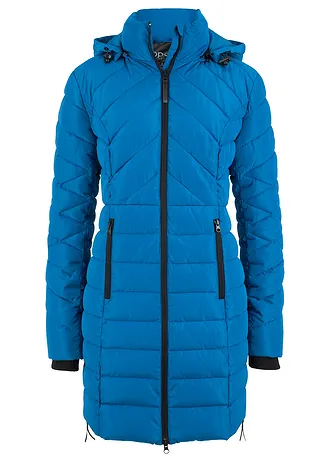 Dlouhá prošívaná bunda s vatováním, barva: azurově modrá