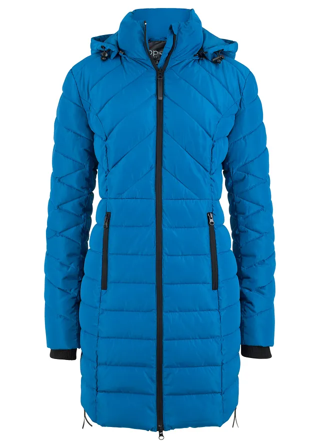 Veste longue matelassée, rembourrée • bleu azur • Boutique bonprix