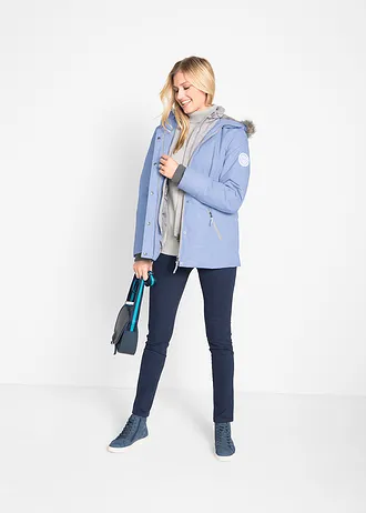 Winterjas in 2-in-1 look, Kleur: parelblauw