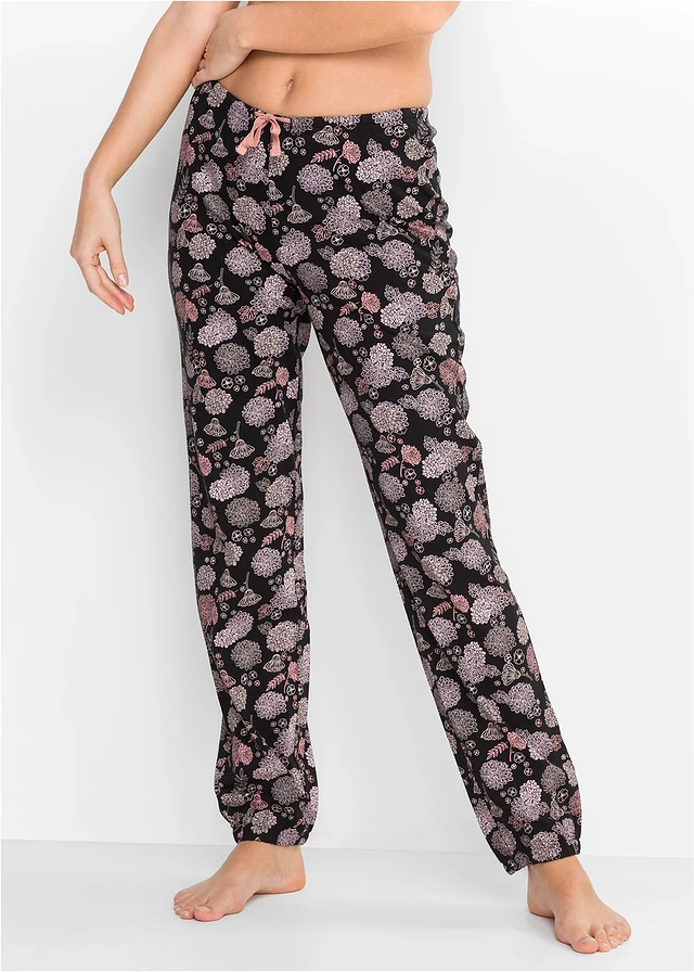 Pyjamabroek (set van 2), Kleur: zwart gedessineerd
