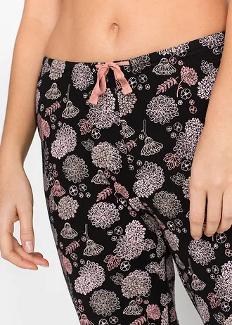 Pyžamové nohavice (2-dielne balenie), dlhé, z čistej bio bavlny • čierna potlačená • obchod bonprix