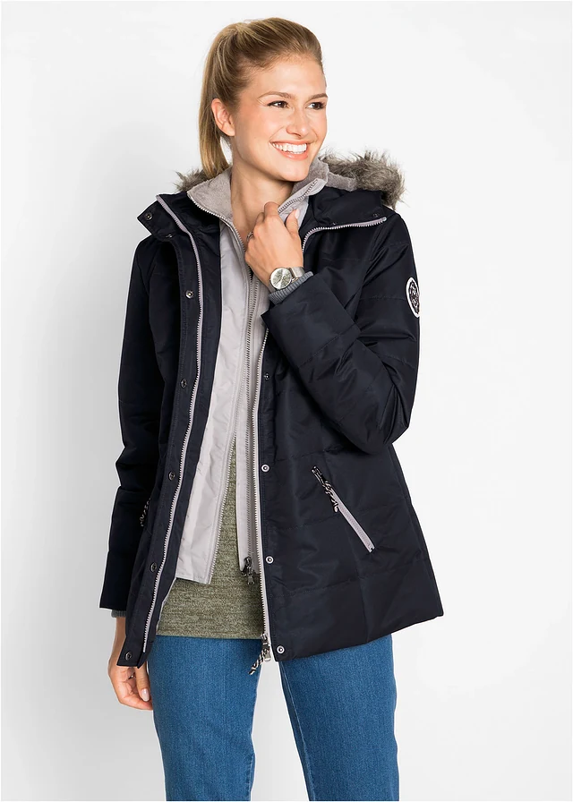 Veste d’hiver style 2 en 1, Couleur: noir