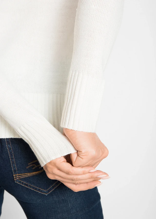 Pull col roulé basique en fine maille • écru • product-page.page-title-suffix