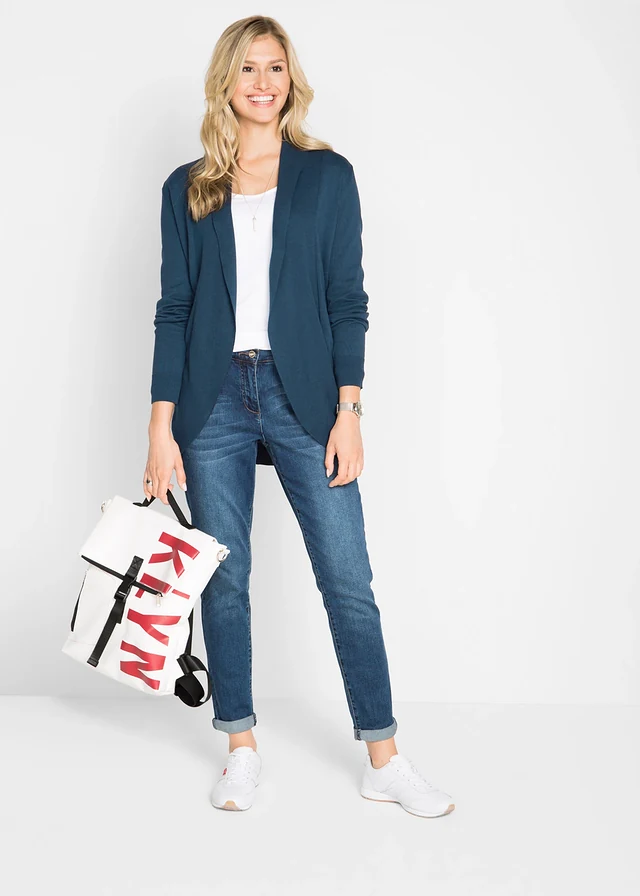 Gilet en fine maille, Couleur: bleu foncé