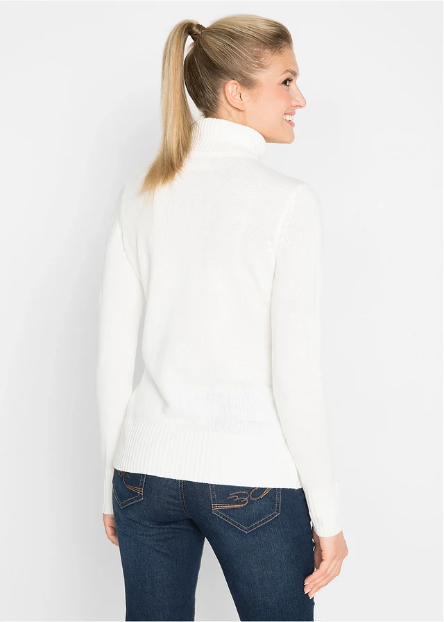 Pull col roulé basique en fine maille • écru • product-page.page-title-suffix