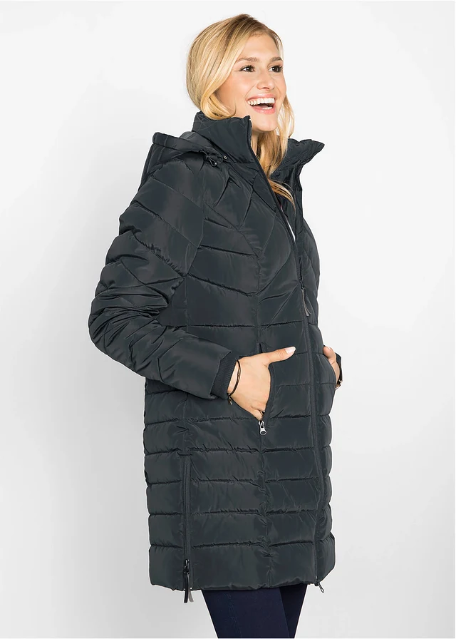 Geacă lungă, matlasată și vătuită • negru • magazin bonprix