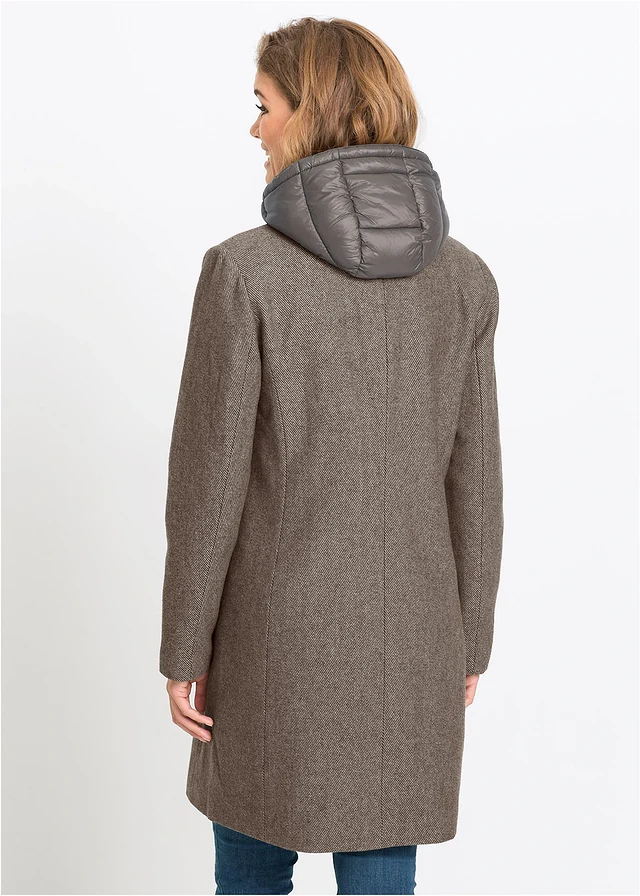 Manteau court d’hiver, style 2en1, Couleur: beige roseau