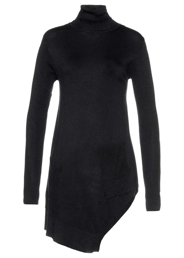 Dlouhý svetr ze směsi s viskózou • černá • bonprix obchod