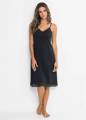 Krátká noční košile s jemnou krajkou • černá • bonprix obchod