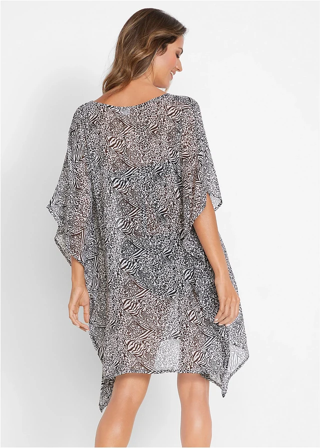 Tunique de plage en mousseline • noir-gris clair motif • product-page.page-title-suffix