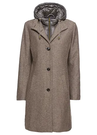 Korte winter coat in wollen look, in layerlook