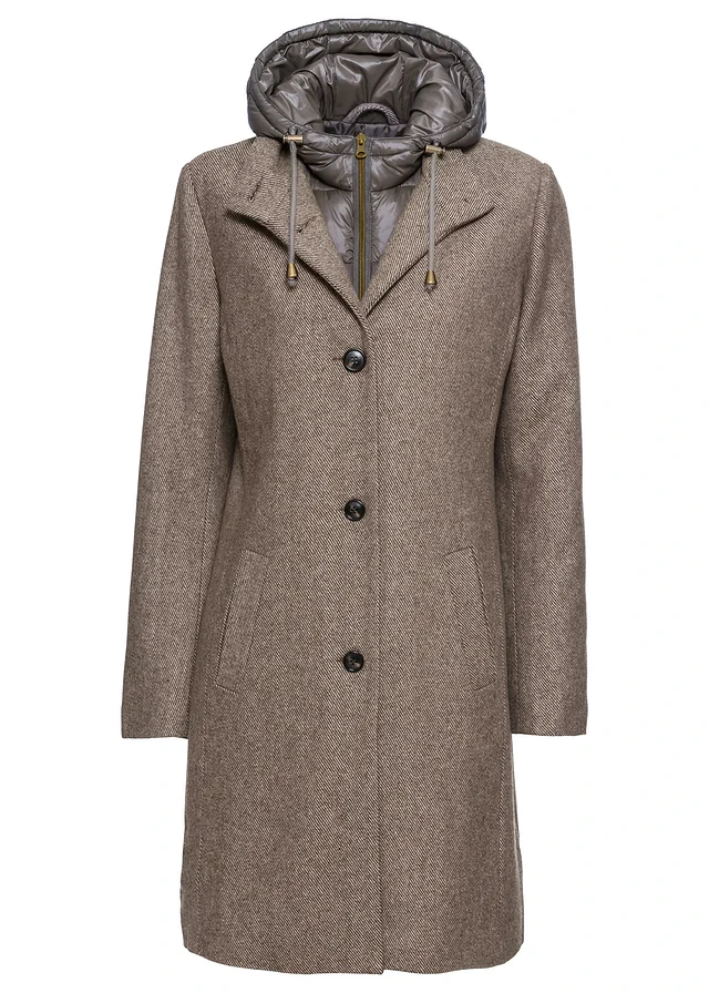 Manteau court d’hiver, style 2en1, Couleur: beige roseau
