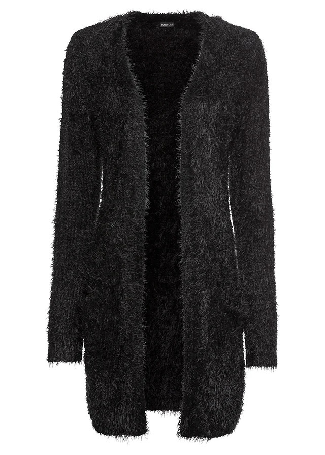 Lang gebreid vest in fluffy look
