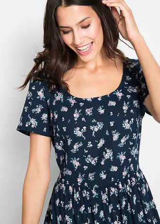 Jurk van katoen • donkerblauw gebloemd • bonprix online shop