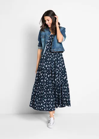 Jurk van katoen • donkerblauw gebloemd • bonprix online shop