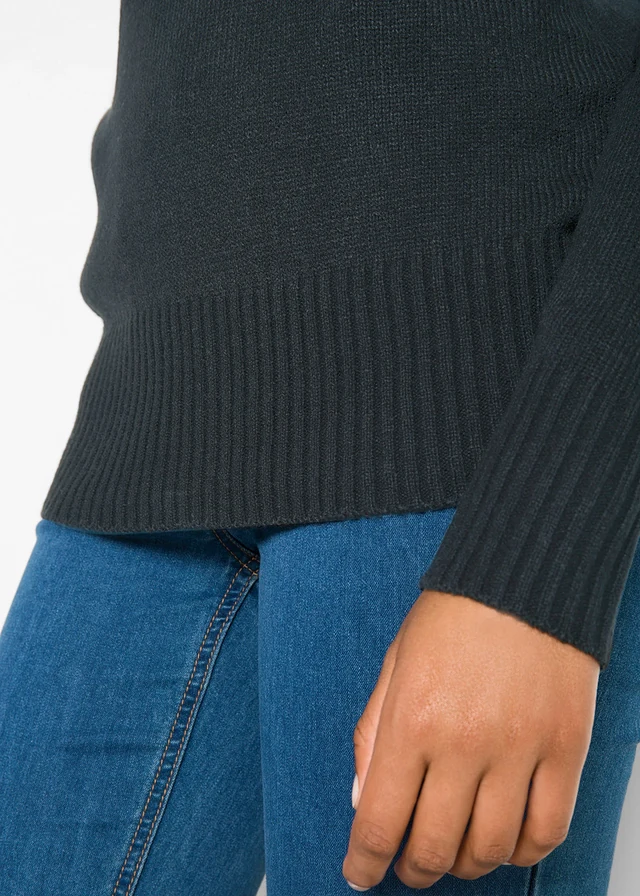 Pull col roulé basique en fine maille • noir • product-page.page-title-suffix
