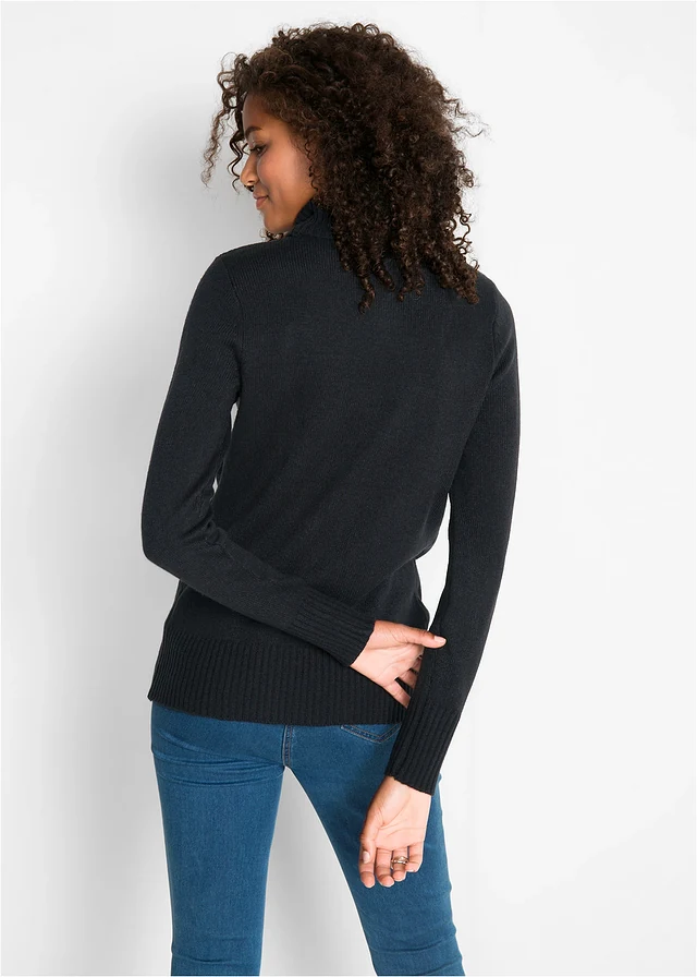 Pull col roulé basique en fine maille • noir • product-page.page-title-suffix