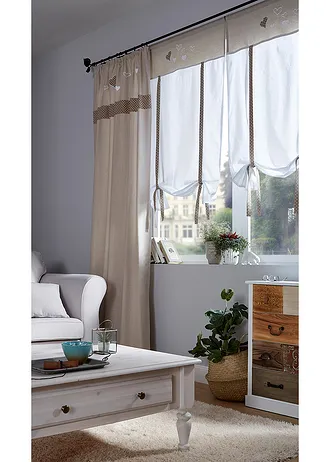 Vouwgordijn met bindkoord en hart van biologisch katoen • ecru • bonprix online shop