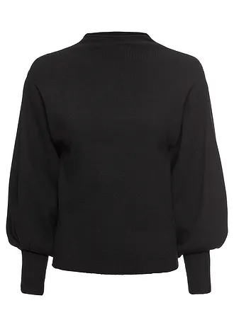 Oversized trui in een viscosemix, Kleur: zwart