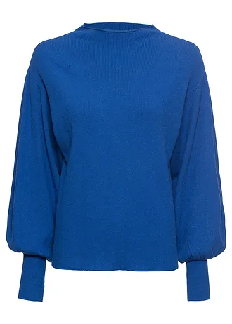 Oversized trui in een viscosemix, Kleur: royalblauw