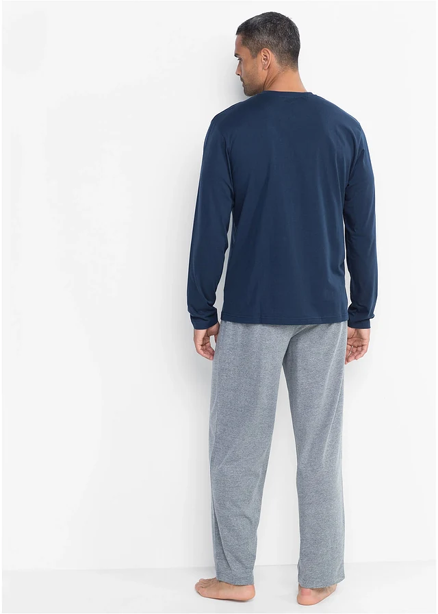 Pyjama à manches longues • bleu foncé/gris chiné • product-page.page-title-suffix