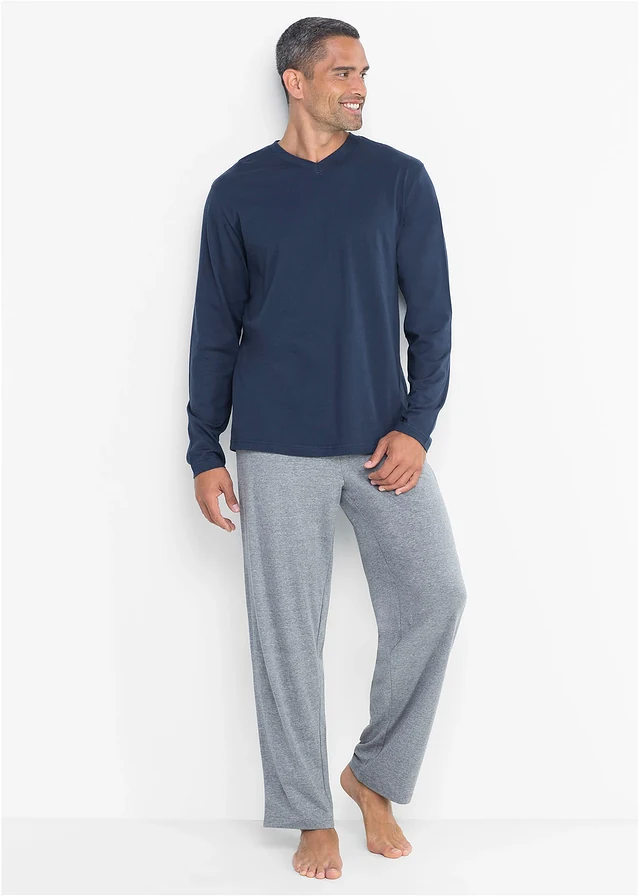 Pyjama à manches longues • bleu foncé/gris chiné • product-page.page-title-suffix