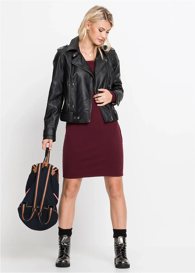 Gebreide jurk, Kleur: donkerrood