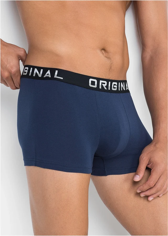 Lot de 3 boxers coton, Couleur: bleu foncé + rouge + noir