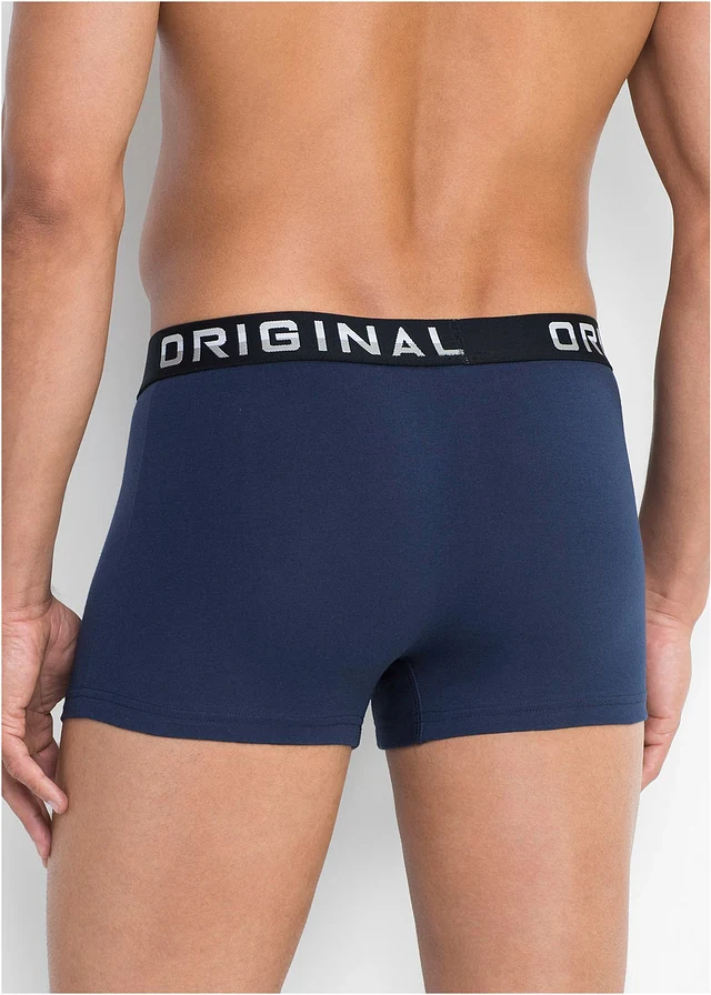 Lot de 3 boxers coton, Couleur: bleu foncé + rouge + noir