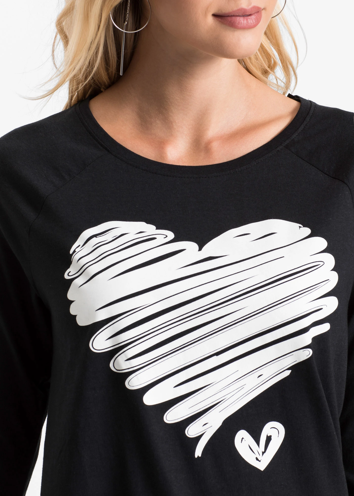 Triko s dlouhým rukávem • černo-bílá s potiskem • bonprix obchod