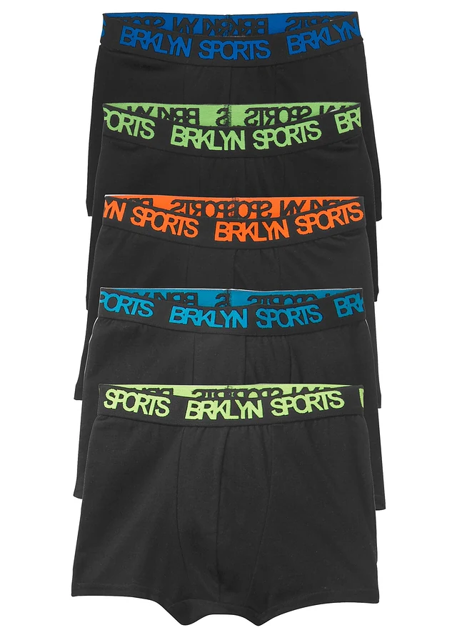 Lot de 5 boxers en coton doux, Couleur: noir imprimé