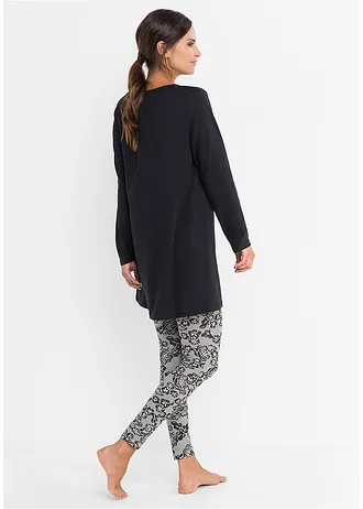 Pyjama avec legging • noir/gris imprimé • Boutique bonprix