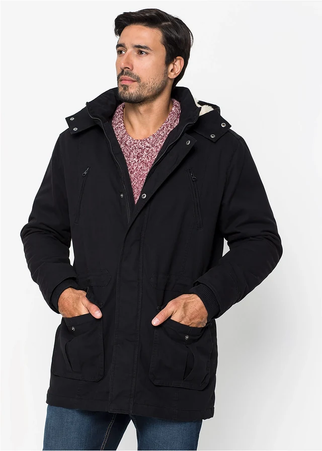 Gewatteerde parka, Kleur: zwart