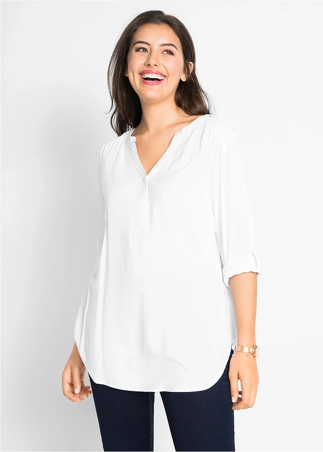 Blouse douce en viscose, Couleur: blanc