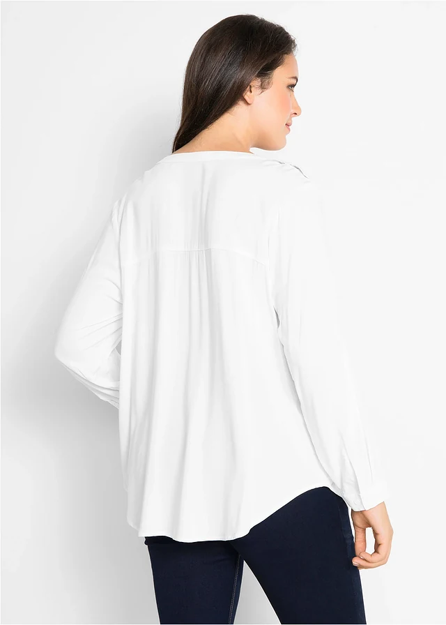 Blouse douce en viscose, Couleur: blanc