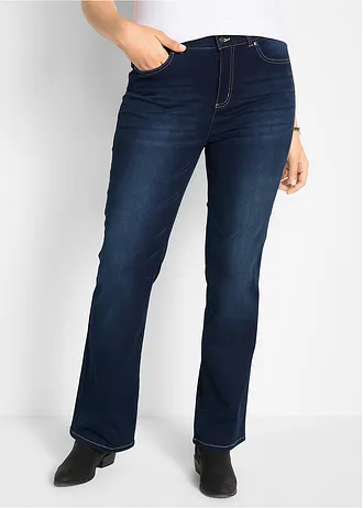 Corrigerende jeans mid waist, bootcut, Kleur: donkerblauw denim