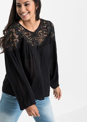 Tunică din viscoză fluidă • negru • magazin bonprix