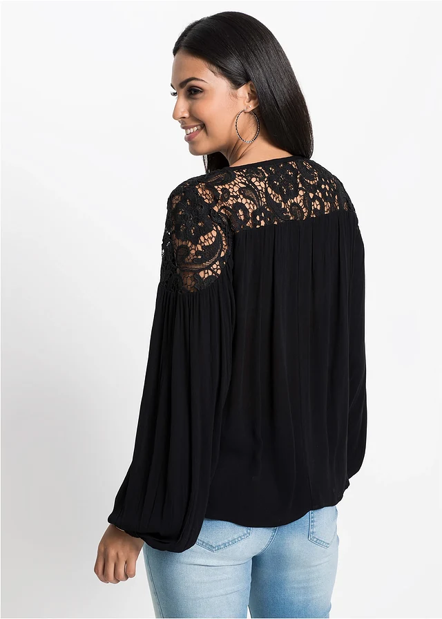 Tuniek met kant, Kleur: zwart